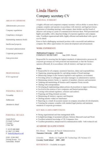 company secretary CV template